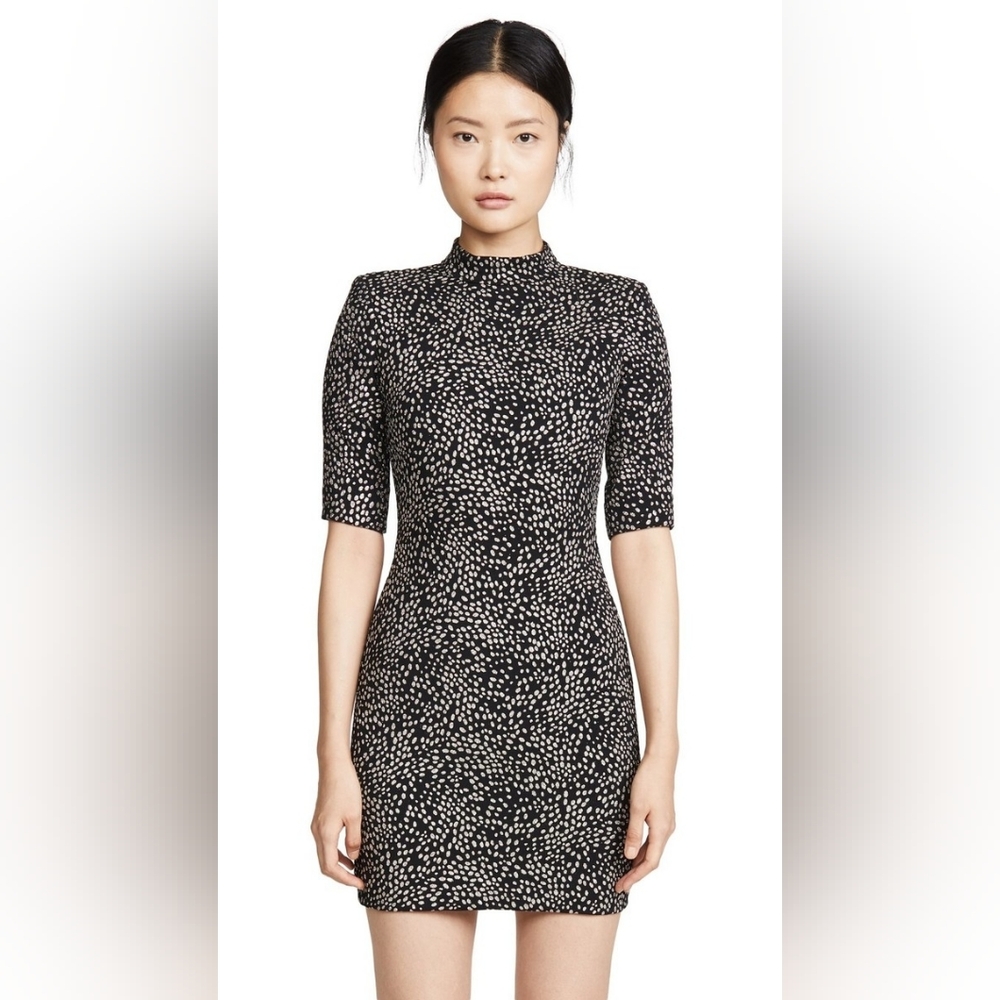 Alice + Olivia Inka Metallic Polka Dot Dress Black Silver Glitter Sz 8 Cocktail